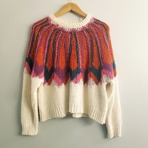 ZARA oversized crew neck texture knit sweater